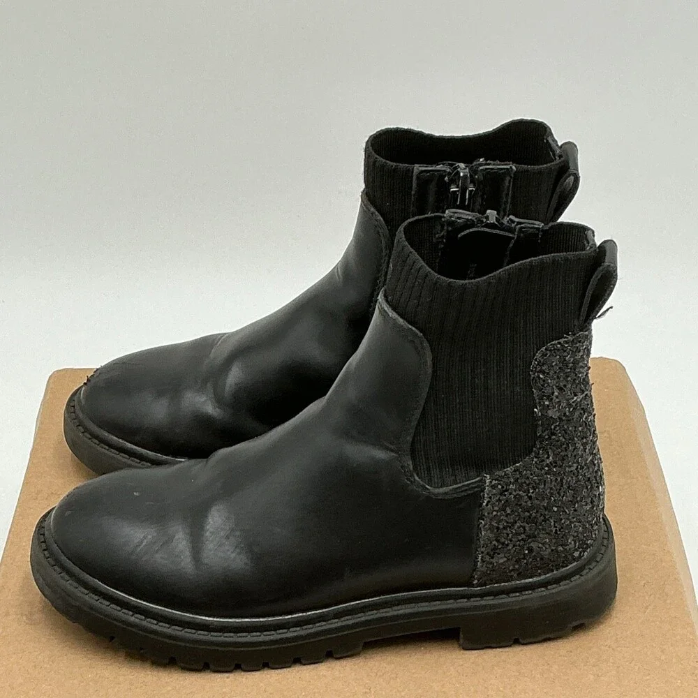 Steve Madden Lilyana Boot Girls 11 Black Elastic Gore Round Toe Chelsea Ebay2730